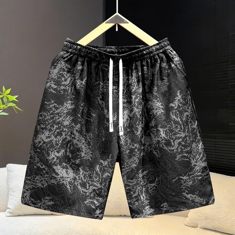 

Men s Plus Size Print Casual Shorts – Elastic Waist Drawstring Loose Fit Summer Shorts (5XL-11XL) 5XL(85kg-100kg) чёрный