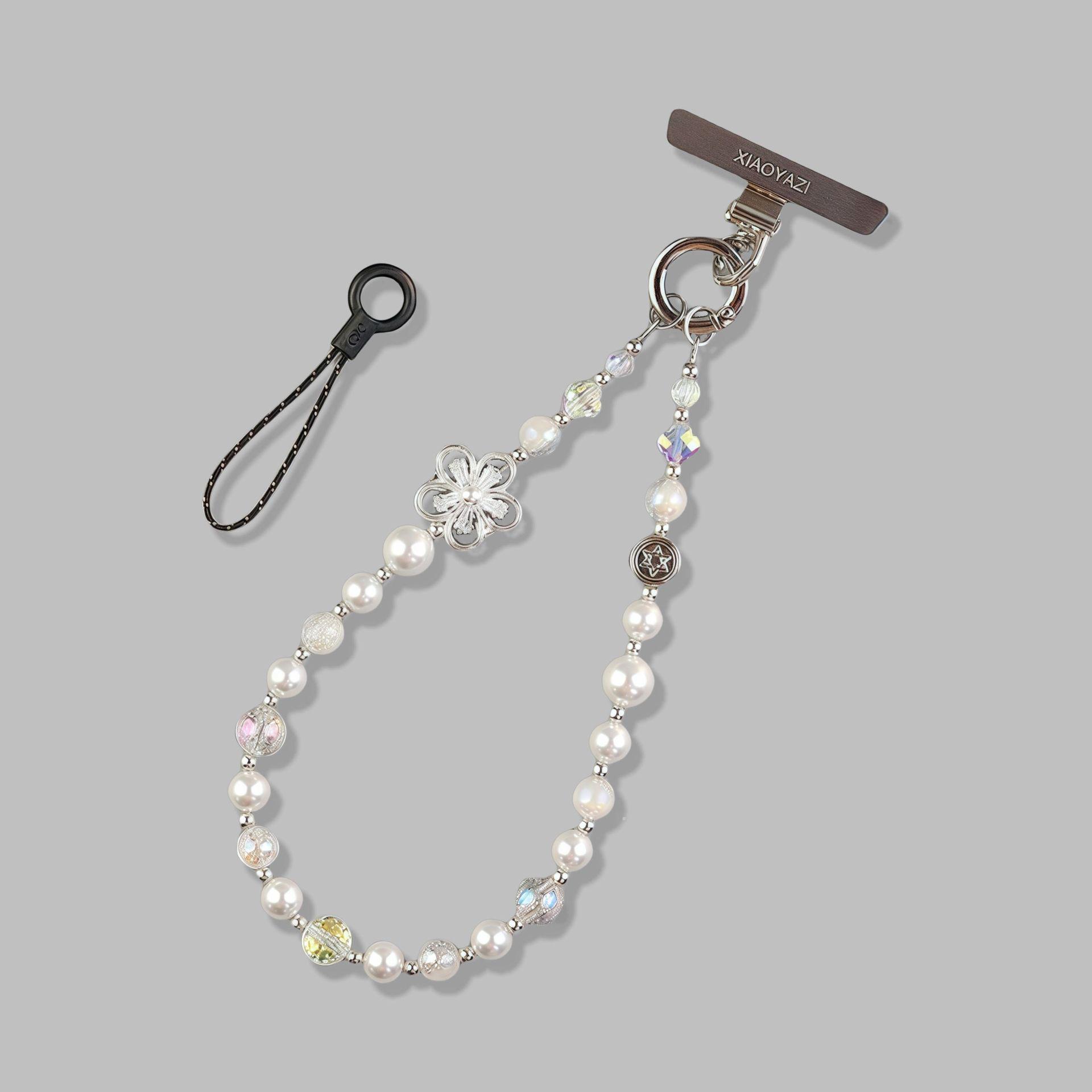 Страз Слива Жемчуг Ремешок на запястье для мобильного телефона - Женский кристальный бисерный ланьярд