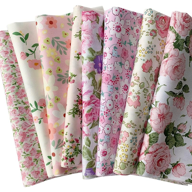 

8 pieces set floral pattern material 40×50cm Fashionable handicraft Torn flower For handicrafts patchwork cloth set pink