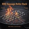 BBQ Sausage Roller Rack, Hot Dog Roller Grill, Stainless Steel Sausage Griller with 360° Rolling Design -Free Rack for Camping Outdoor Family Cookouts