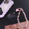 Sweet With Clip Crystal Beads Phone Chain Anti-lost Heart Mobile Phone Lanyard Jewelry Short Love Phone Pendant Female Lady Girl