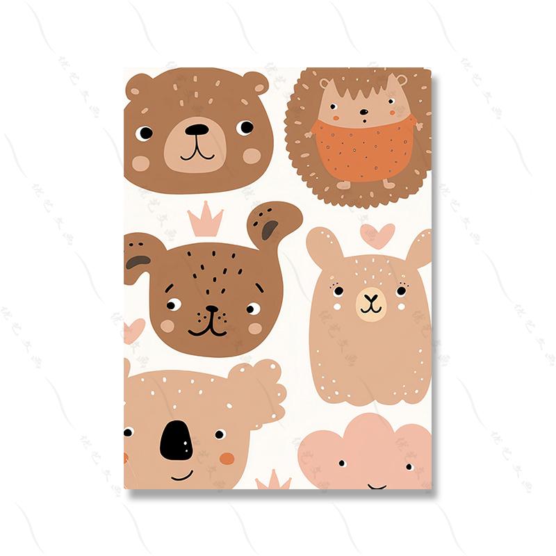 Cute Cartoon Nursery Wall Sun Rainbow Poster Print Animal Kids Room Painting Print Child Little Bear Flower Canvas Home Decor