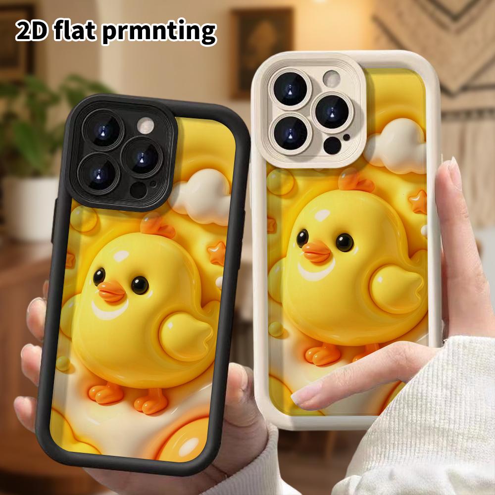 Obal na telefon: 2D plochý design, vhodný pro ochranné pouzdro na iPhone 18 17 16 15 14 13 Pro, malé žluté kuřátko, perfektní vánoční a halloweenský dárek