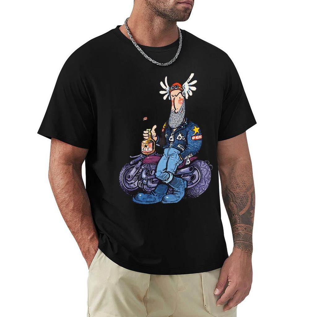 Ogri Classic Comic Biker with Ale T-Shirt Relaxed Casual Short Sleeve Tee
