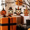 Mummy And Owl Hanging Ornaments Halloween Wooden Decor, Ghost Black Cat Pumpkin Ornament, Rustic Vintage Decorative Pendants Wall Decor Gift Tags for