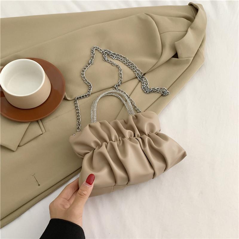 

Trendy Korean Style Shoulder Bag With Chain Strap For Chic Street Fashion Lovers хакі