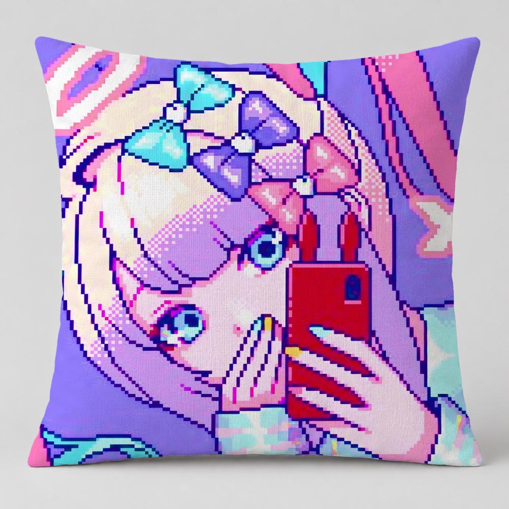 Game NEEDY GIRL OVERDOSE Cushion Cover Short Plush Cushion Cover Double Sided Print Washable Sofa Pillowcase Home Decor Gift
