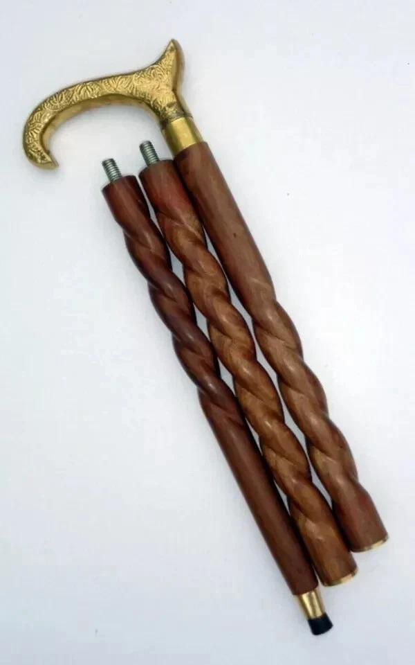 

Brass Handle Walking Stick Design Head Handle Brown Twist Walking Cane золотий