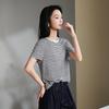 SOFSIL Women's Striped Embroidered Short Sleeve T-shirt