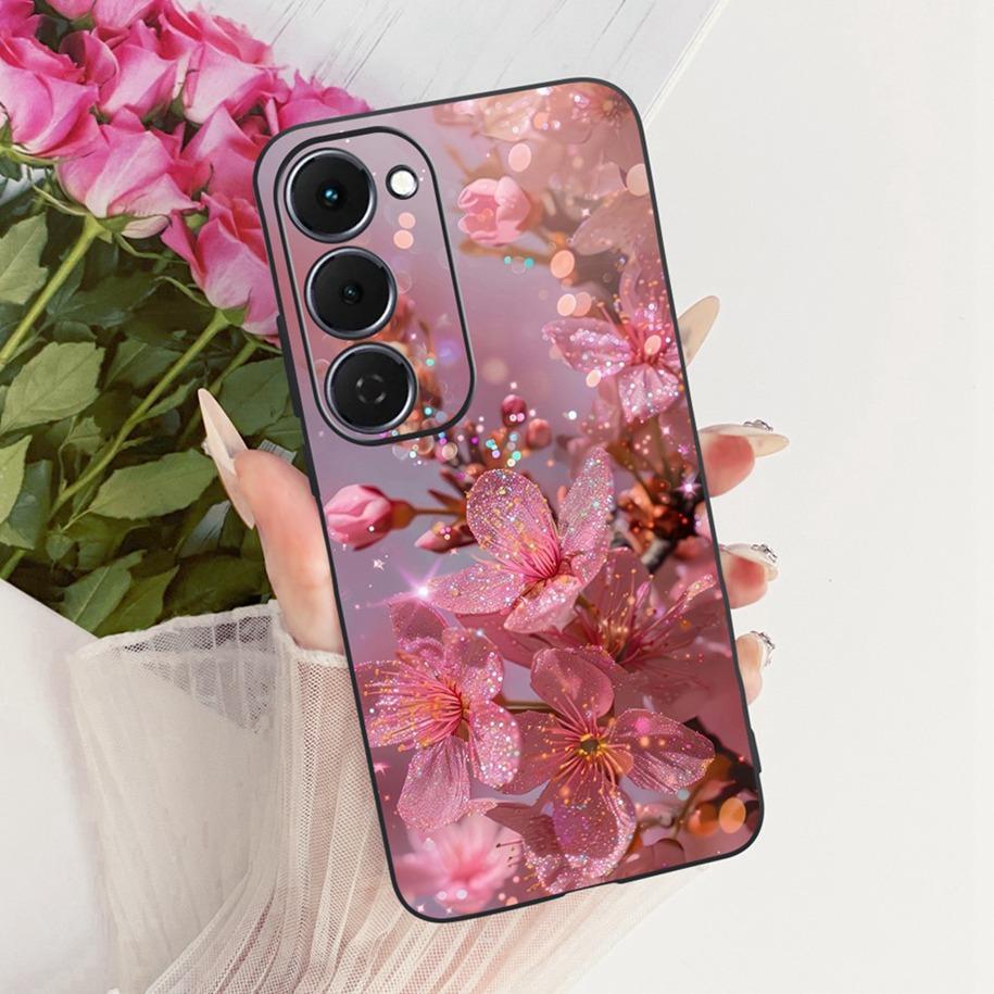 Case For Tecno Spark 40 Pro 40Pro+ 4G Cover Fashion Flower Phone Case Slim Black Silicone Soft Cover For Tecno Spark40 40C Shell