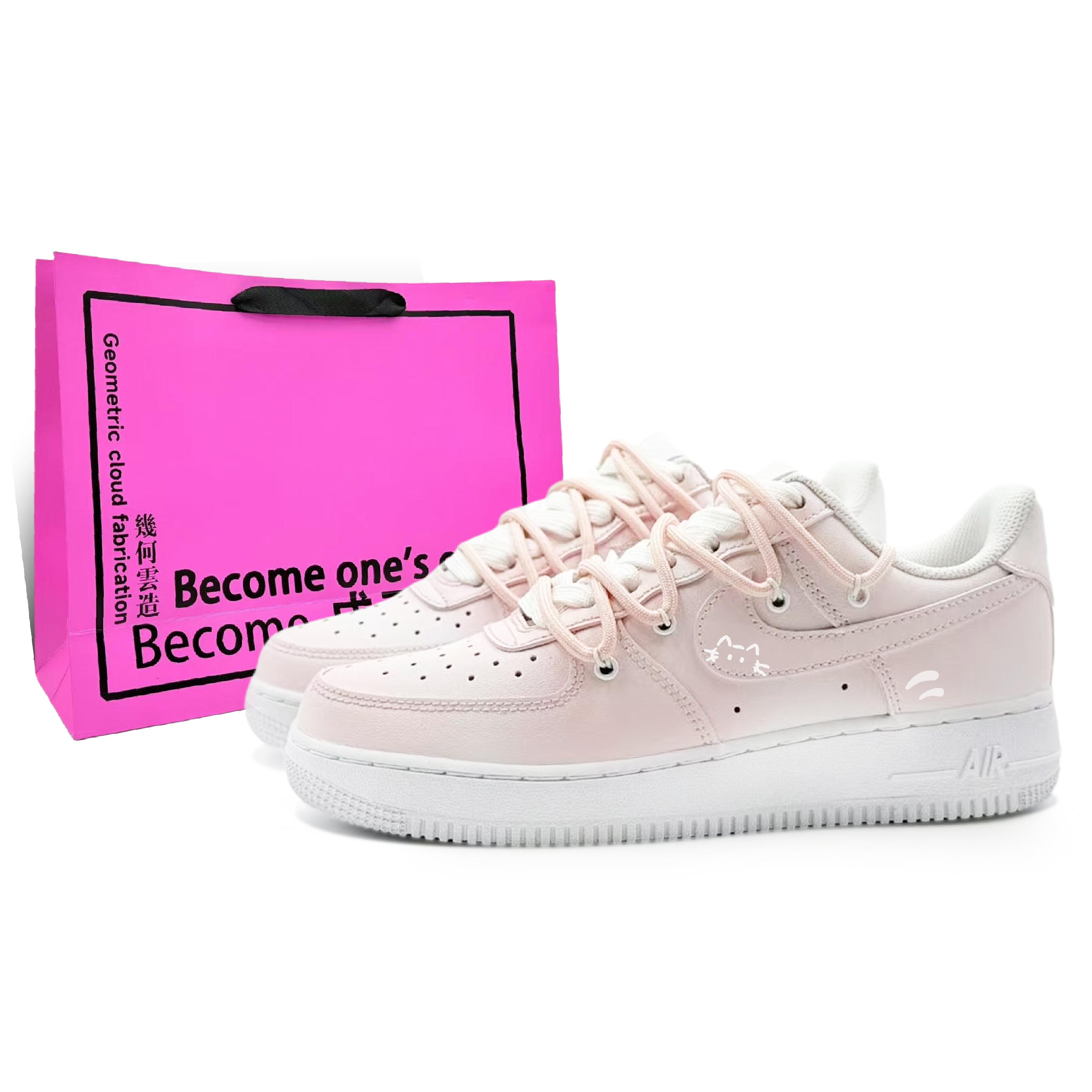 

Nike Air Force 1 Leather Abrasion Resistant Low top Skateboard Shoes Unisex White Pink CW2288-111(Team1284-S) 42.5