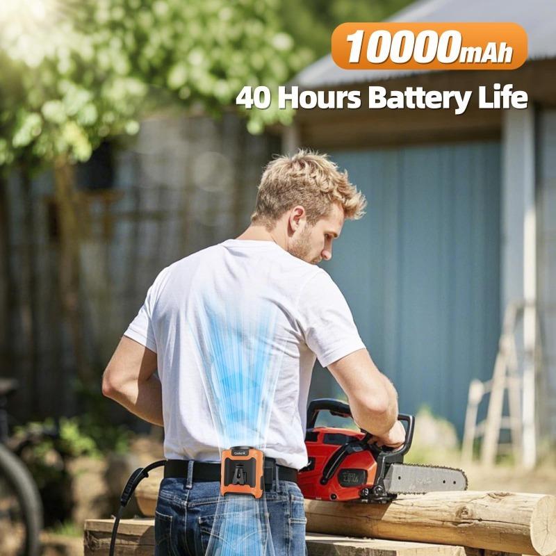 Portable Waist Fan Strong Airflow Hands-Free Clip On Belt Rechargeable Fan for Outdoor Jobsite Camping Travel