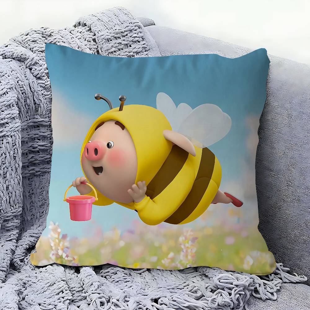 

CUTE Pig Pillow Covers Cartoon Sofa Decorative Home Double-sided Printing Short Plush Cute Cushion Cover 12x12Inch