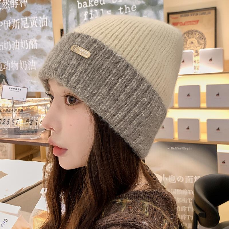 Wool Hat Women's Autumn and Winter Big Head Circumference Thickened Warm Ear Protection Hat Knitted New