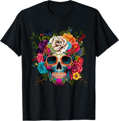 Kostým Dia De Los Muertos Dámské tričko Den mrtvých Cukrová lebka
