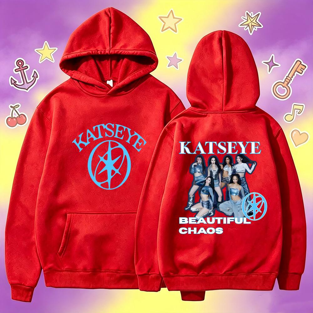 KATSEYE Print Hoodie Sweet Cool Loose Pullover Sweatshirt Casual Daily Wear 60810-5