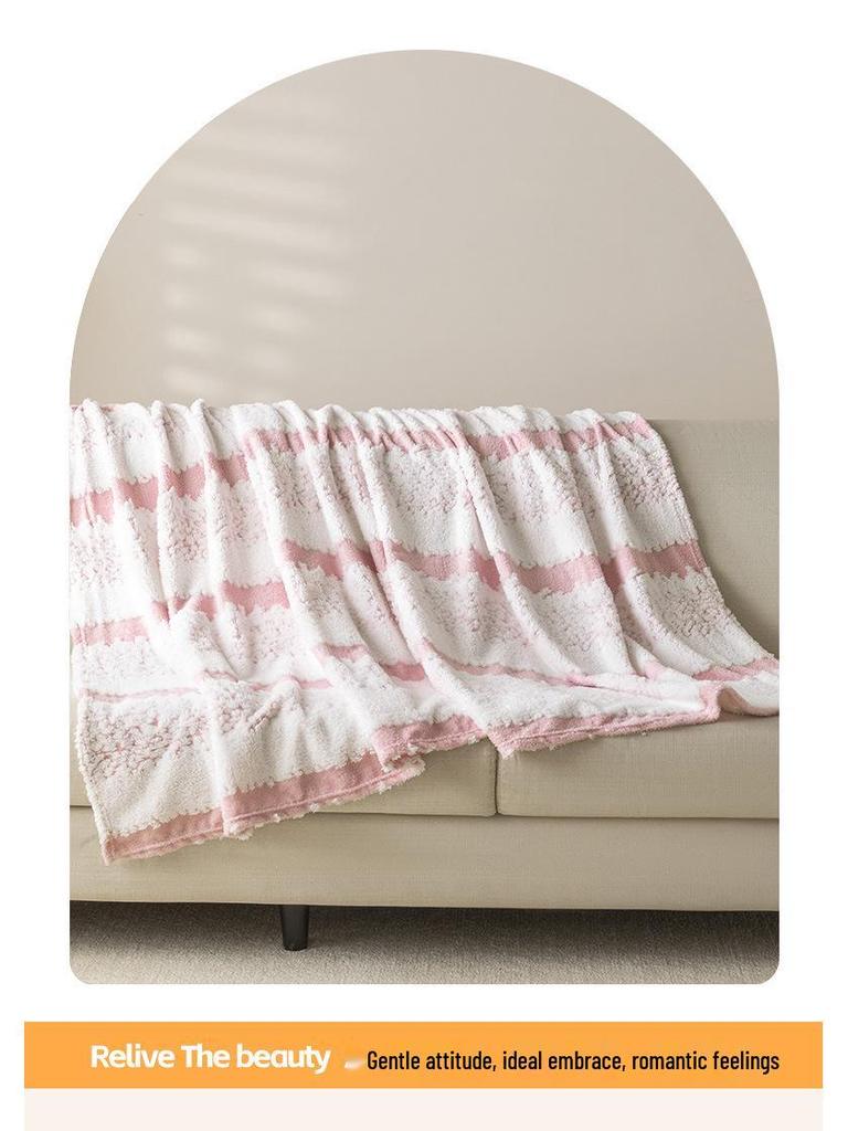 2025 Two-Tone Cationic Jacquard Blanket: Fresh, Stylish Stripes