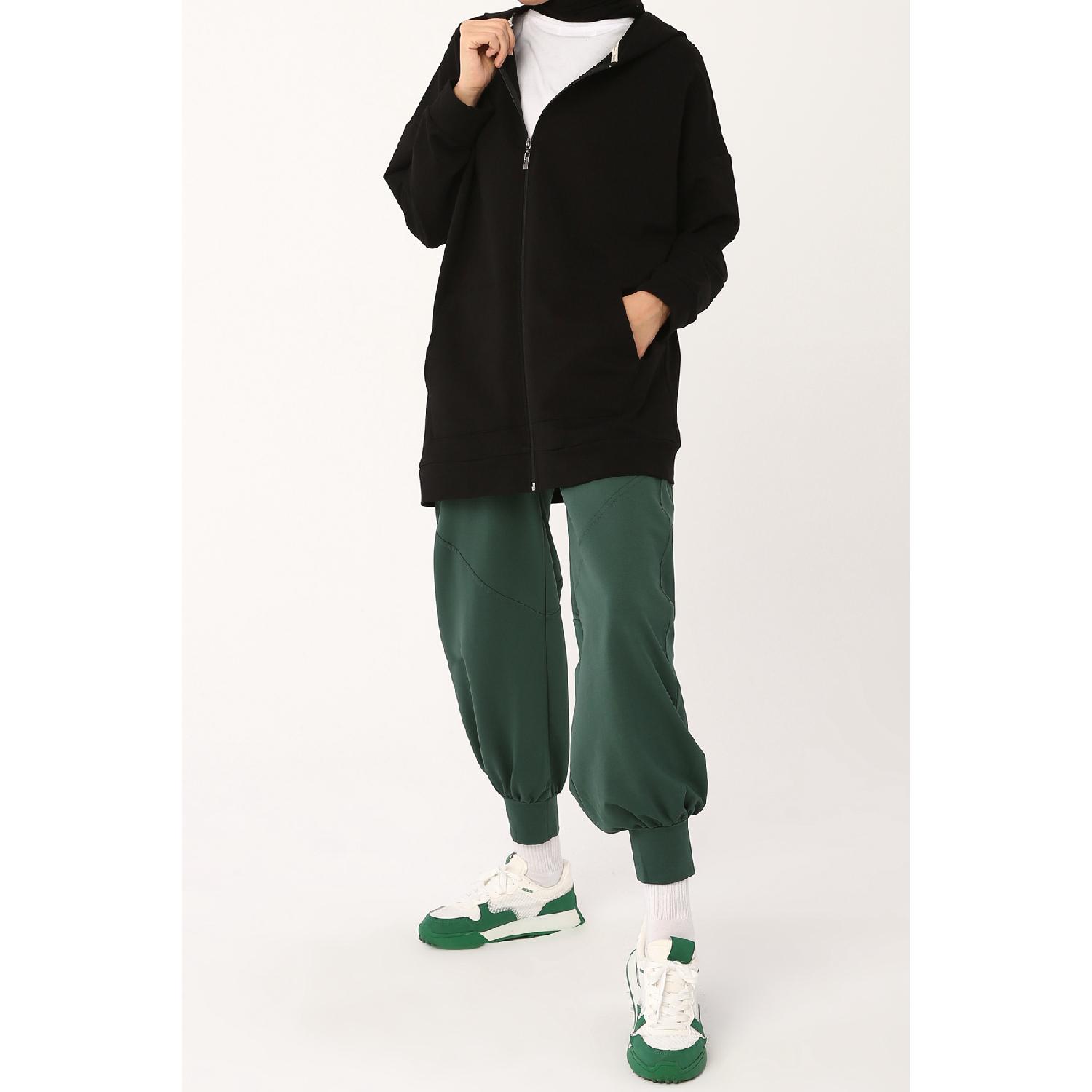 

Черный спортивный кардиган на молнии с капюшоном 44