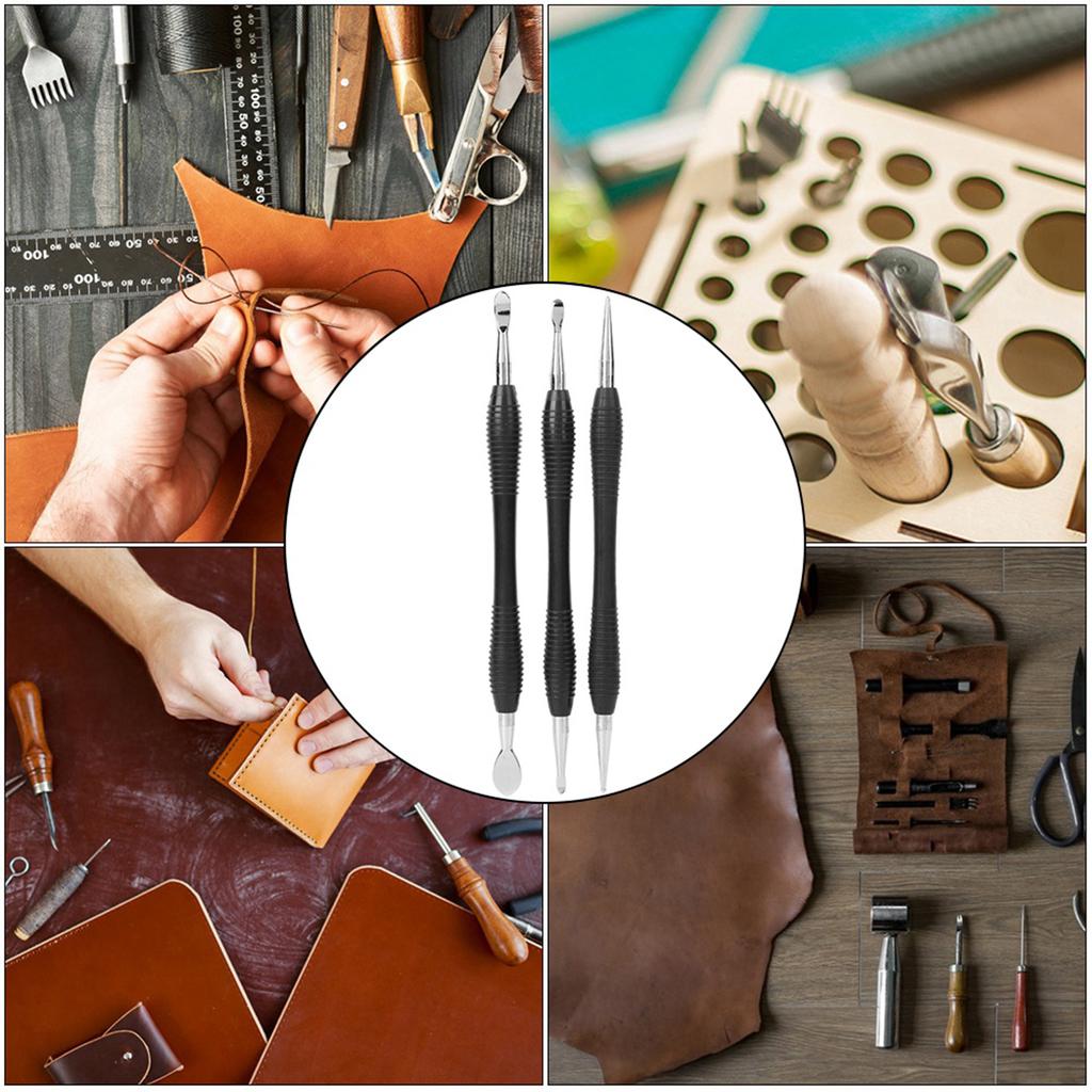 3PCs Carving Printing Tool Leather Craft Spoon Stylus Tool Set Kit Stationary Craft Collection
