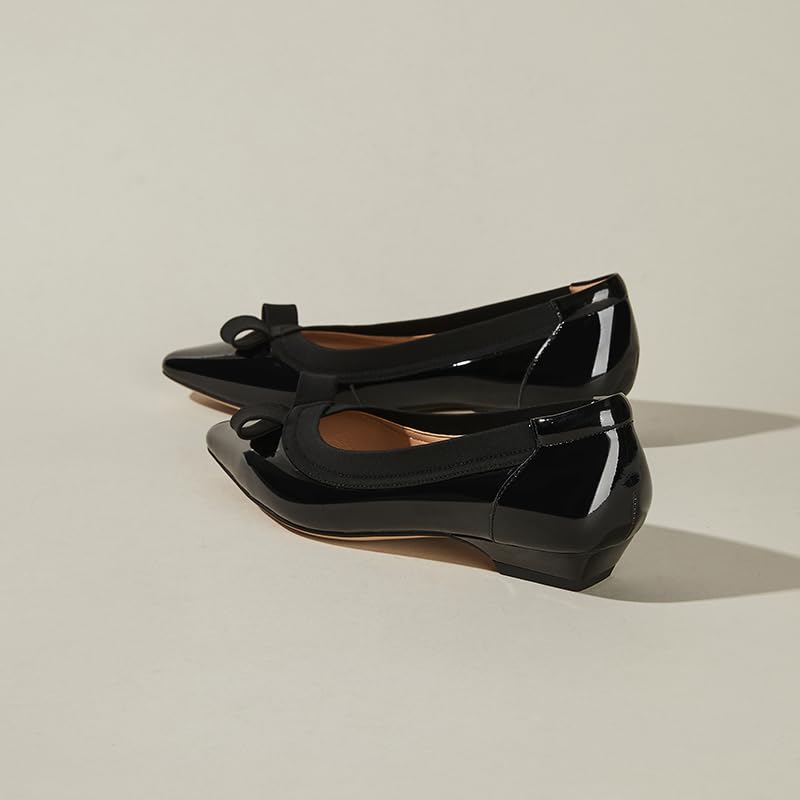 Dafoni Bekväma Lågklackade Ballerinaskor med 2 cm Spetsig Tå och Band Perfekta för och Dejter Damklack, Tå, Detalj, Pendling, Skola,