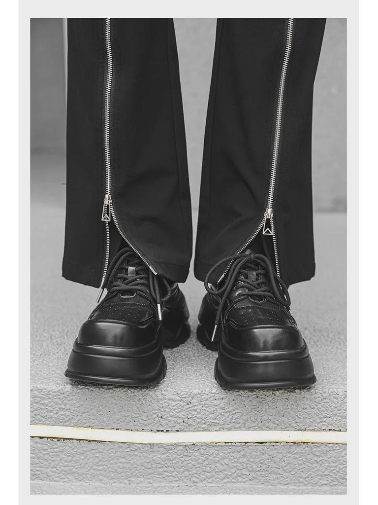 Men's Retro British-Style Derby Shoes with Thick Sole and Square Toe