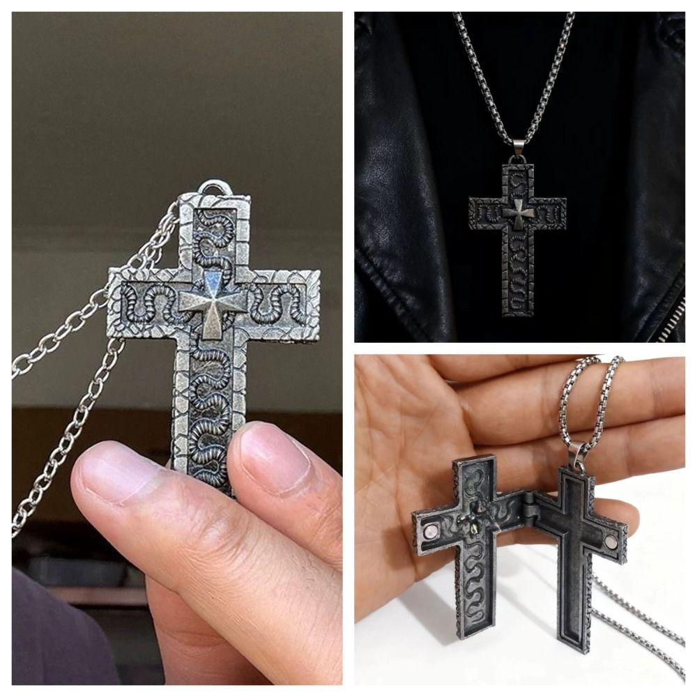 Openklapbare Kruis Hanger Ketting met Geheim Vak Charme Sieraden Ketting Hanger