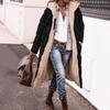 Women's Long Brown Faux Shearling Coat Winter Warm Fleece Lined Jacket, Casual Outerwear