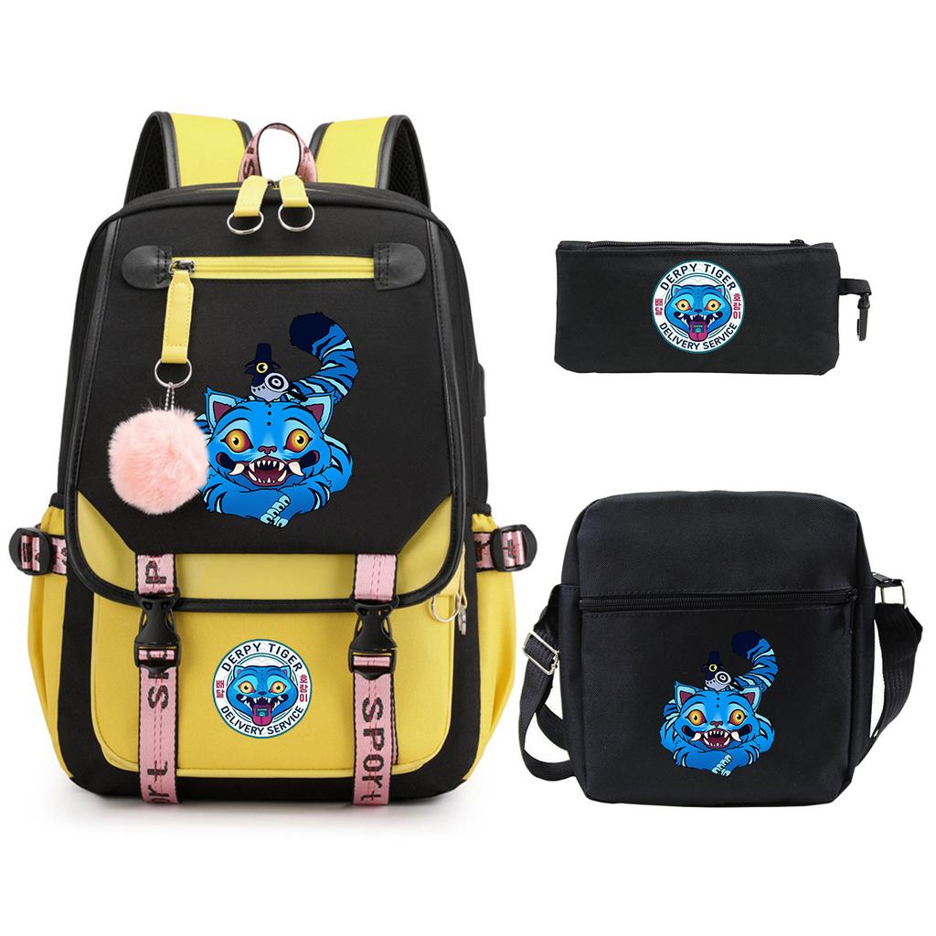 Witch Hunters Cartoon Peripheral Printing Children's Backpack Cross-border New Student School Bag Three-piece Shoulder Bag Pencil Bag