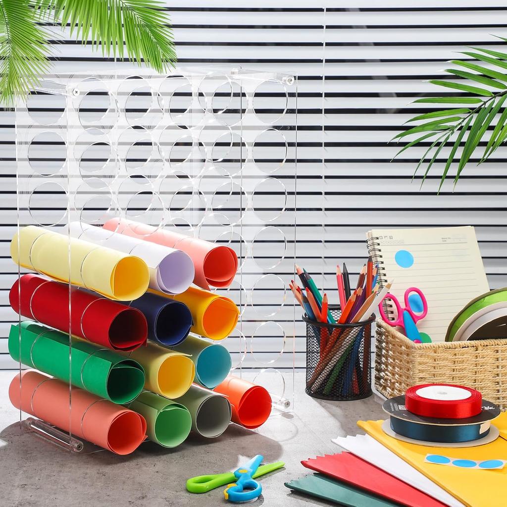 Wenqik 2 Pack Vinyl Storage Organizer 70 Holes Vinyl Roll Storage Acrylic Vinyl Roll Holder Easy To Assemble Vinyl Organizer Storage Craft for Room