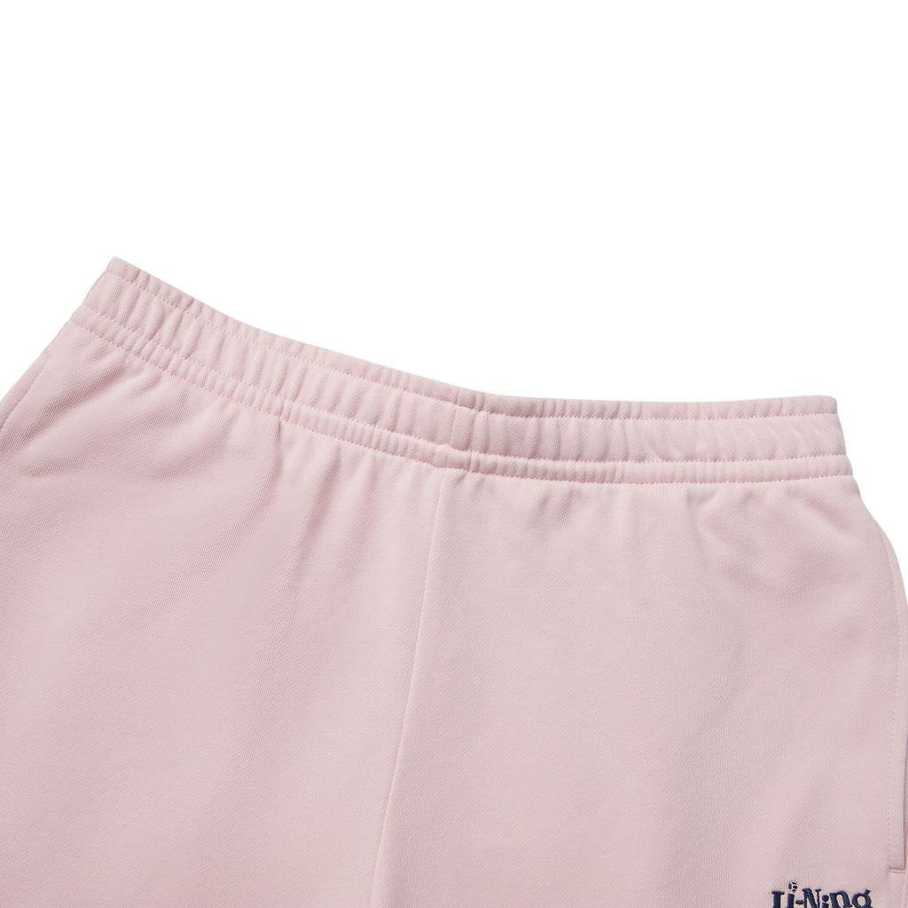 Li Ning Sports Lifestyle Series Casual Simple Solid Color Tapered Knit Sports Pants Women Bottoms Light-Pink AKLV268-4