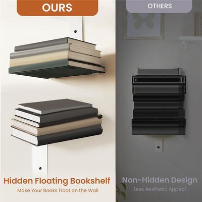2Pcs Floating Book Shelves For Wall Constructed Bookshelf For Home Office For Bedroom Living Room Office