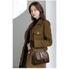 Women's Textured Leather Top-Handle Crossbody Bag Multi-Pocket Design Casual Shoulder Bag