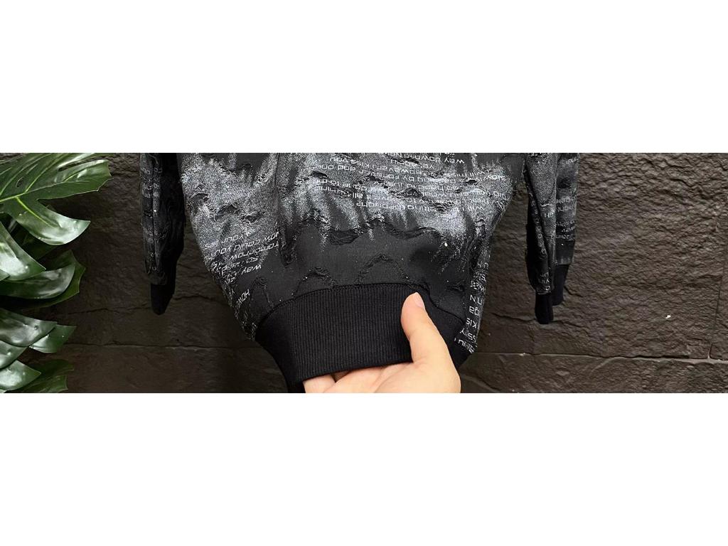 Herren Trendy Glitzer Ripped Hoodie: Lässiges Rundhals-Langarmshirt für Frühling/Herbst