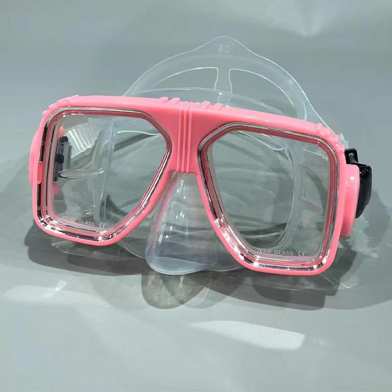 Unisex Silicone Diving and Swimming Mask with Tempered Glass Goggles розовый