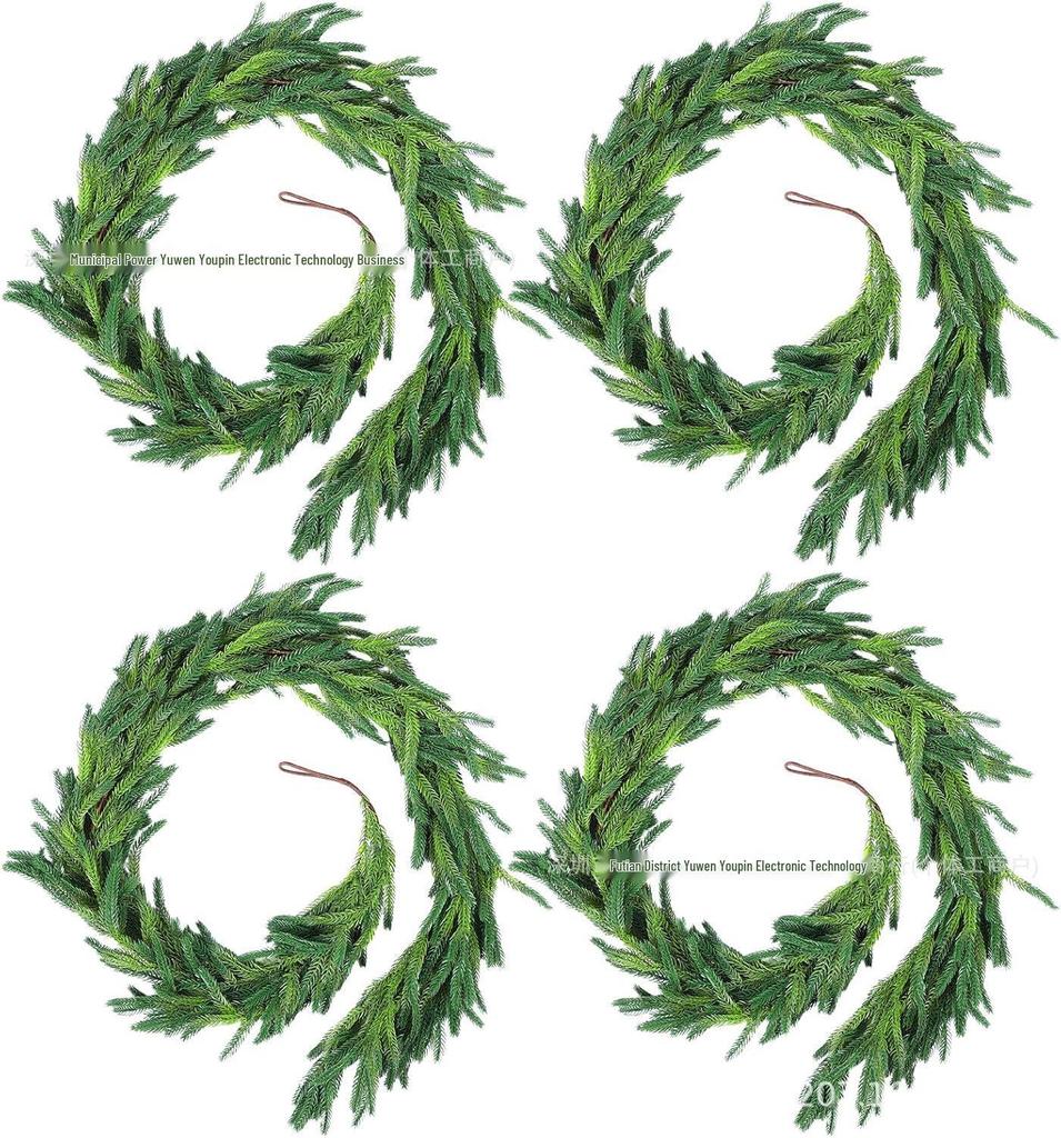 High-End Christmas Wreath with Pine Needles & Cypress Leaves - Wall, Staircase & Door Hanging Ornaments