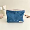 Korean-Style Denim Heart Print Versatile Jewelry & Makeup Bag