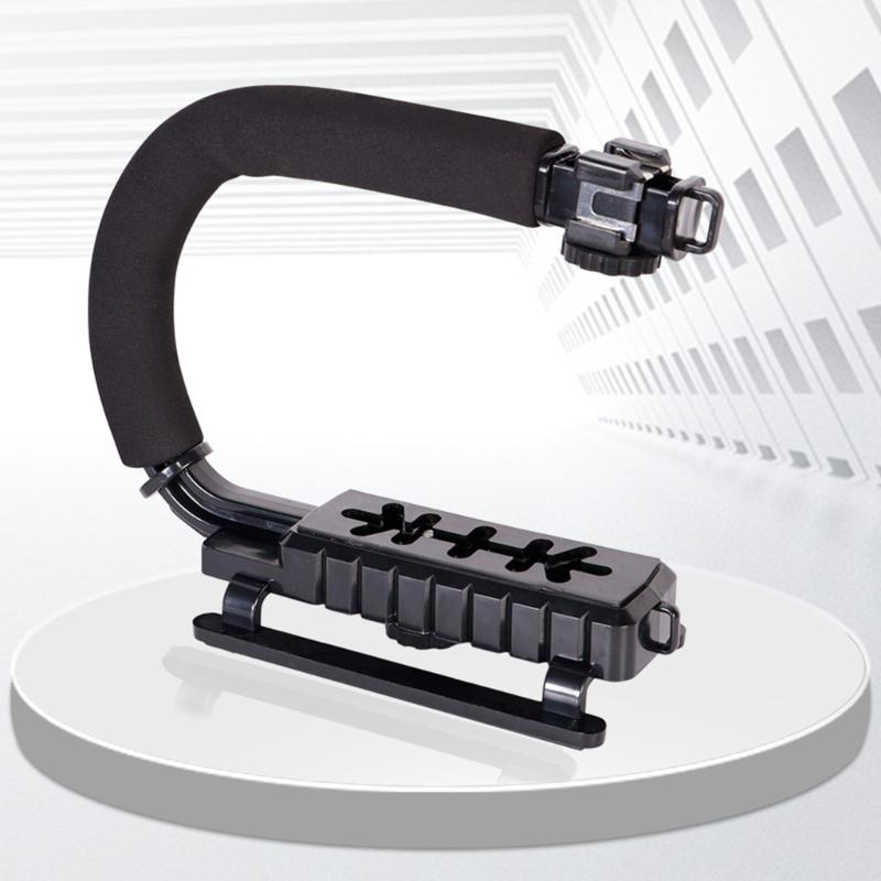 Portable U-Grip Holder with Cold Shoe Mount and Anti-Skid Design Camera Holder for Steadier Shots and Smooth Movements