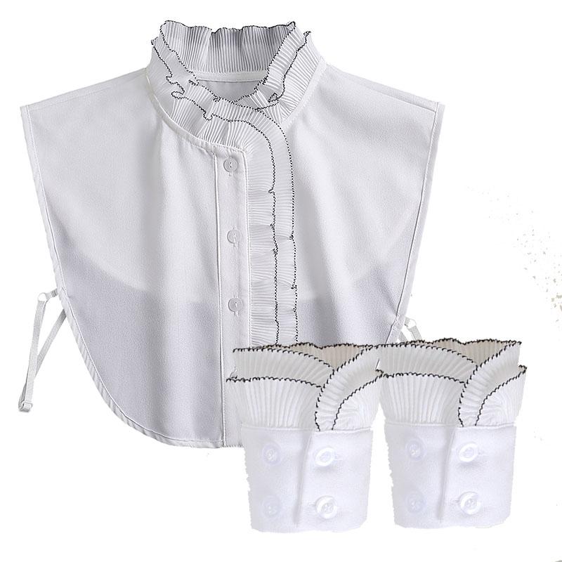 Men's Shirts Fake Collar Fake Cuff Sets Removable Half Shirt Fake Collar+Sleeved Formal Wear Shirt Detachable Collar Set