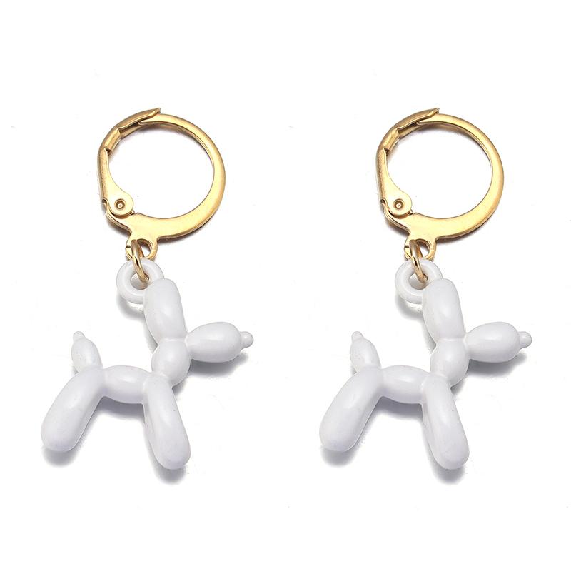 A Pair Charm Metal Balloon Dog Dangle Pendant Earrings Set For DIY Men Women Cute Cartoon Earring Jewelry Party Gift Supplies