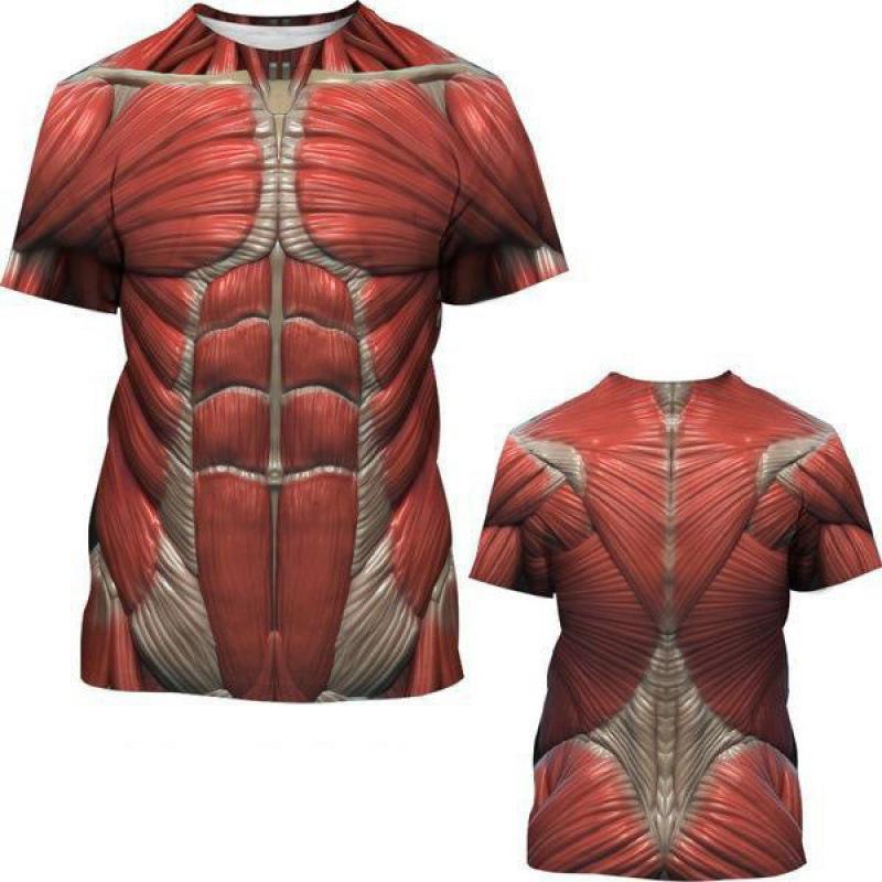 

Новая летняя мужская футболка с 3D цифровым принтом Muscle и короткими рукавами 6XL