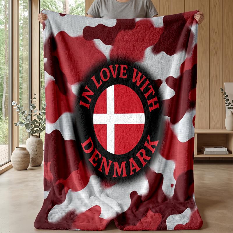 Denmark Football Printed Flannel Blanket Skin Friendly Warm Decorative Throw for Indoor Couch Bed Daily Use