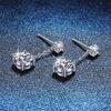 Elegant Sterling Silver S925 Diamond Stud Earrings with One Carat Zirconia Tassel and Four-Prong Design.