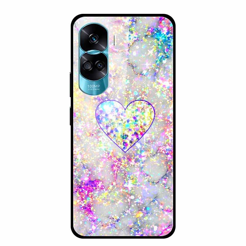 For Honor 90 Lite Case Honor90 Pro 5G Wolf Cats Tempered Glass Hard Covers for HuaWei HONOR 90 Pro 90Lite Protective Luxury Capa