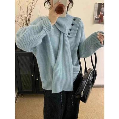 Frühling und Herbst neues Design weiches wachsartiges modisches Strickpullover Damen rot neue Atmosphäre Schal Pullover Pullover