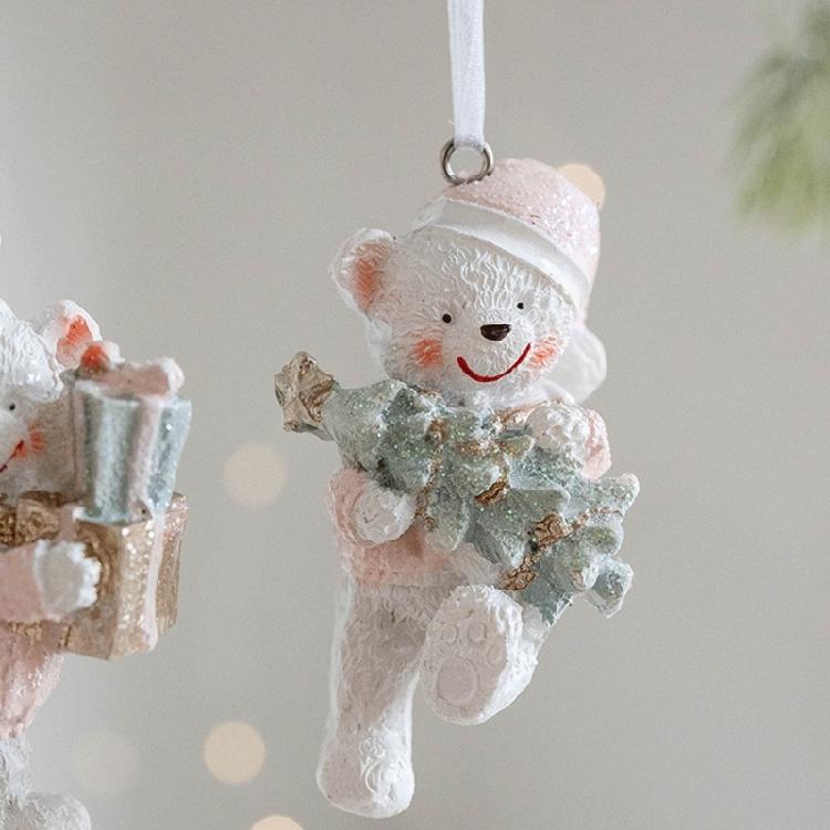 Multipurpose Christmas Couple Bear Resin Set for Lover Features Sturdy and Intricate Holiday Fashion Accessories