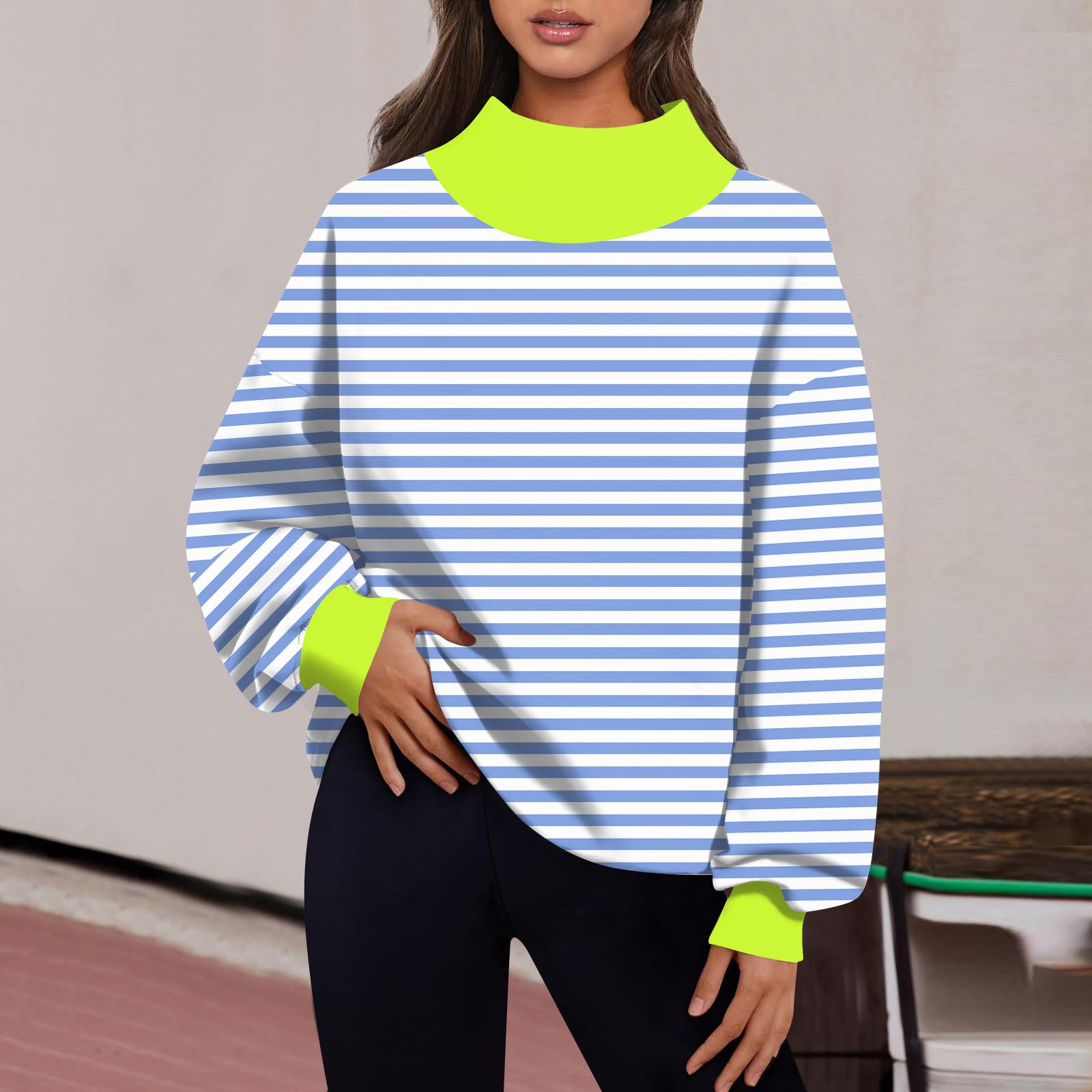 Женская мода сплошной цвет с длинным рукавом свободный разрез половина водолазка — фото 11