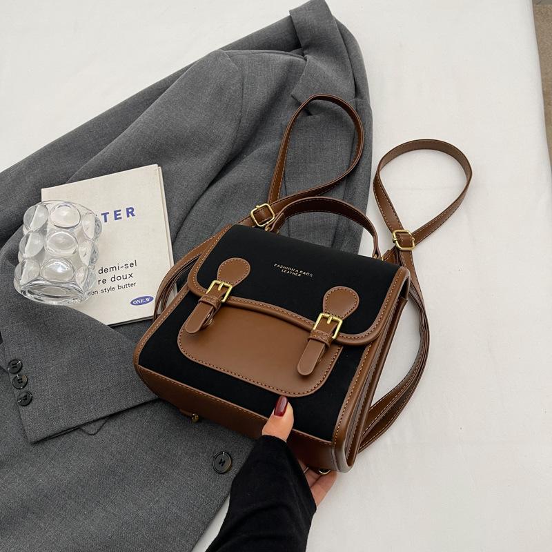 

Retro contrasting backpack women s new shoulder messenger bag versatile hand carry small backpack