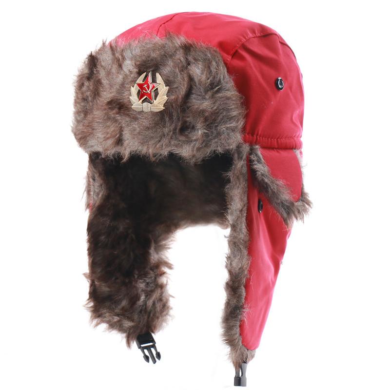 Sowjetisches Wappen Lei Feng Hut winddicht warm Ohrenschützer Hut Herren und Damen Outdoor Reiten Nordost warmer Hut Winter neu