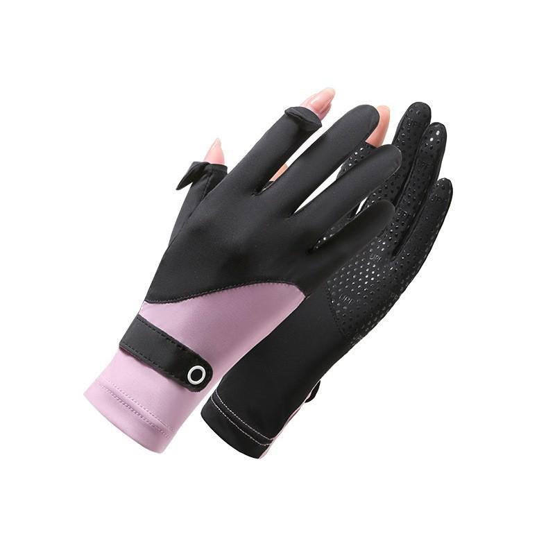 Women's UV Protection Fingerless Gloves: Thin Ice Silk, Breathable, Non-slip, Touchscreen Compatible for Driving & Cycling