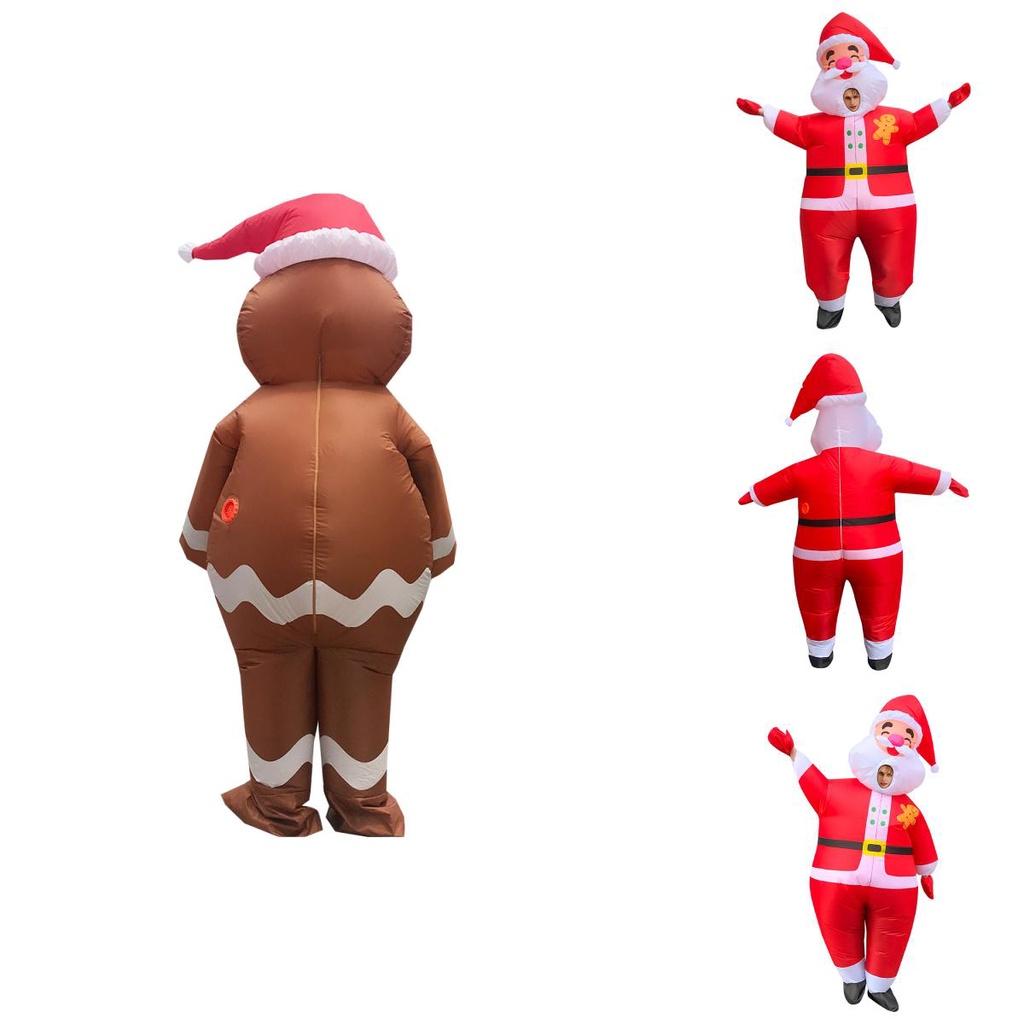 Costume Gonflable Adulte Père Noël Bonhomme de Neige Bonhomme en Pain d'Épices Pour Cosplay et Fêtes d'Halloween